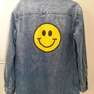 Loewe style smile face jean shirt